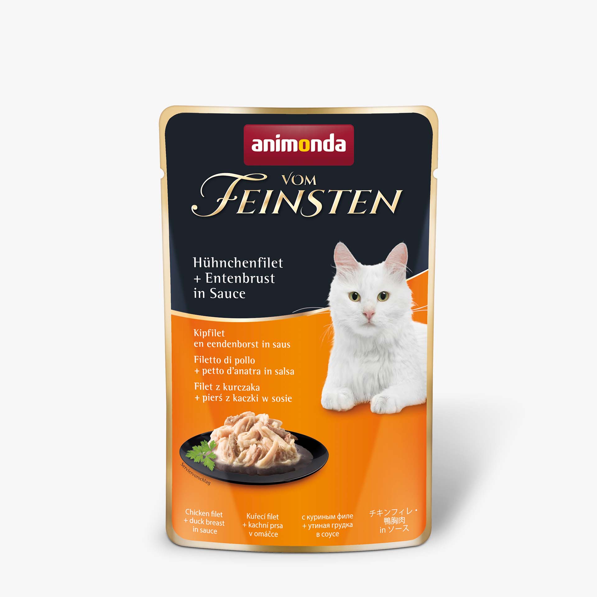 83690 animonda Vom Feinsten Adult in Sauce mit Huehnchenfilet und Entenbrust in Sauce Katze Nassfutter