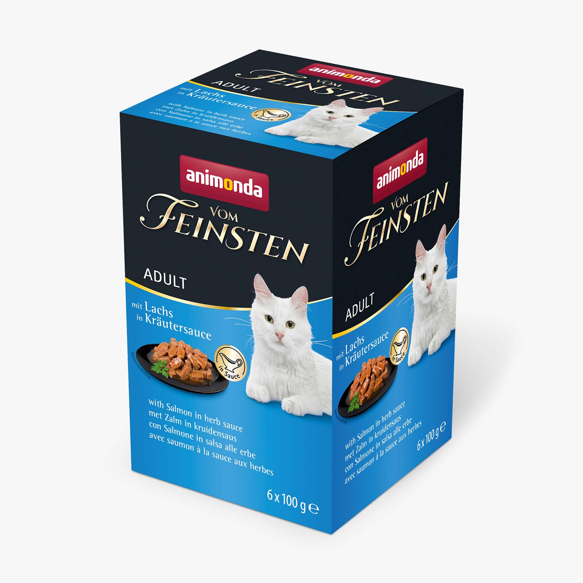 84229 animonda Vom Feinsten Adult in Sauce mit Lachs in Kraeutersauce Katze Nassfutter