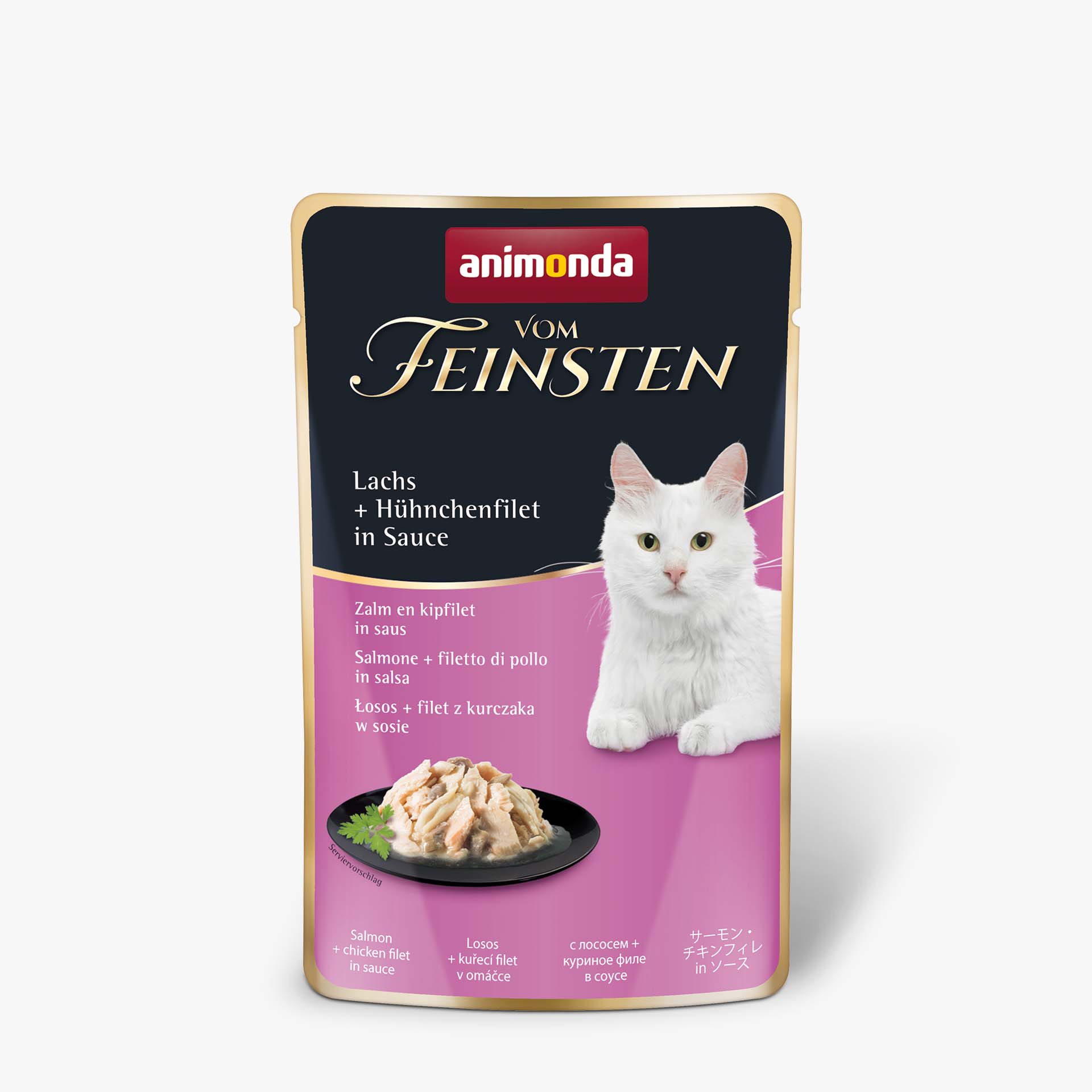 83689 animonda Vom Feinsten Adult in Sauce mit Lachs und Huehnchenfilet in Sauce Katze Nassfutter
