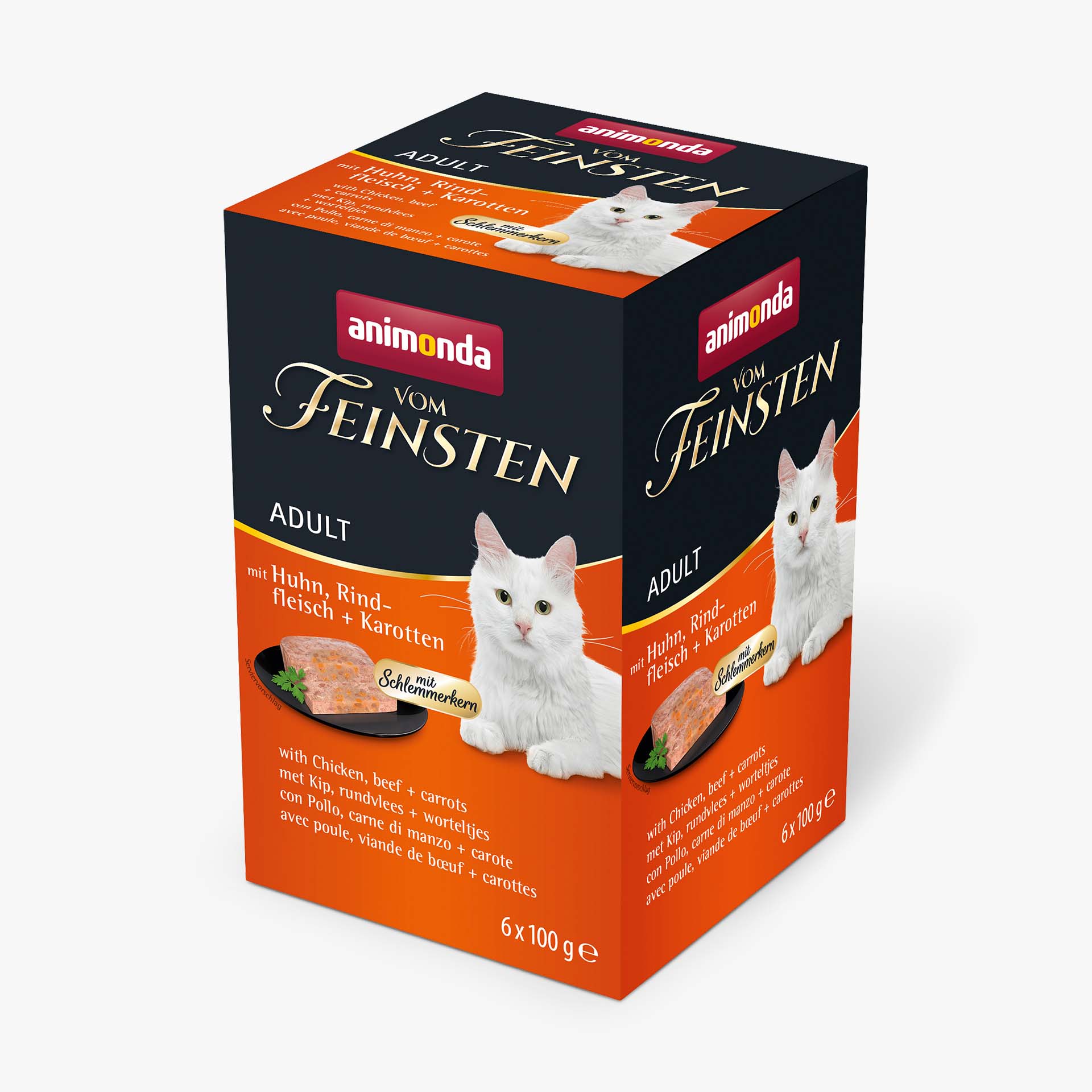 84232 animonda Vom Feinsten Adult mit Schlemmerkern Schlemmerkern mit Huhn  Rindfleisch und Karotten Katze Nassfutter