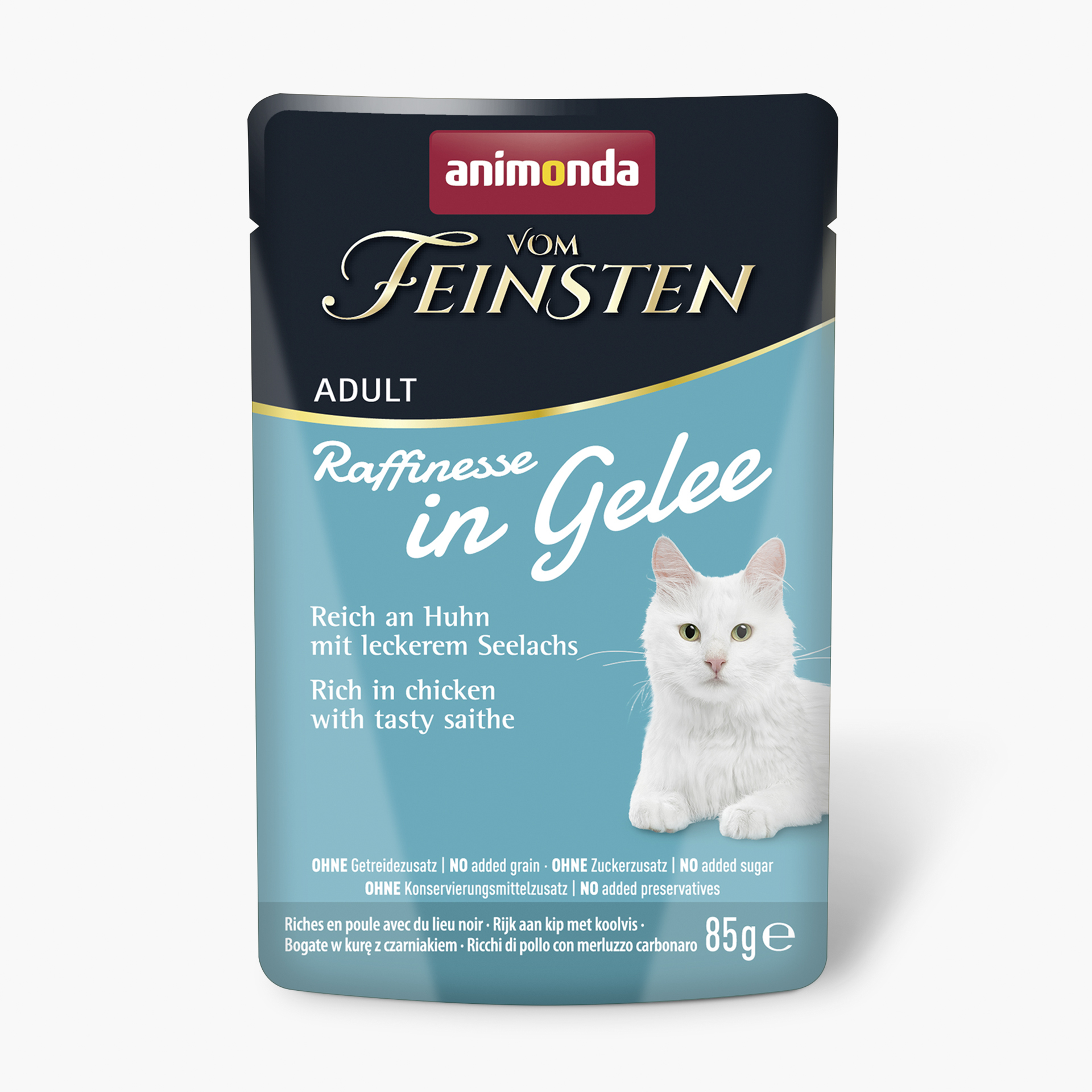 83405 animonda Vom Feinsten Adult Raffinesse in Gelee reich an Huhn mit Seelachs Katze Nassfutter