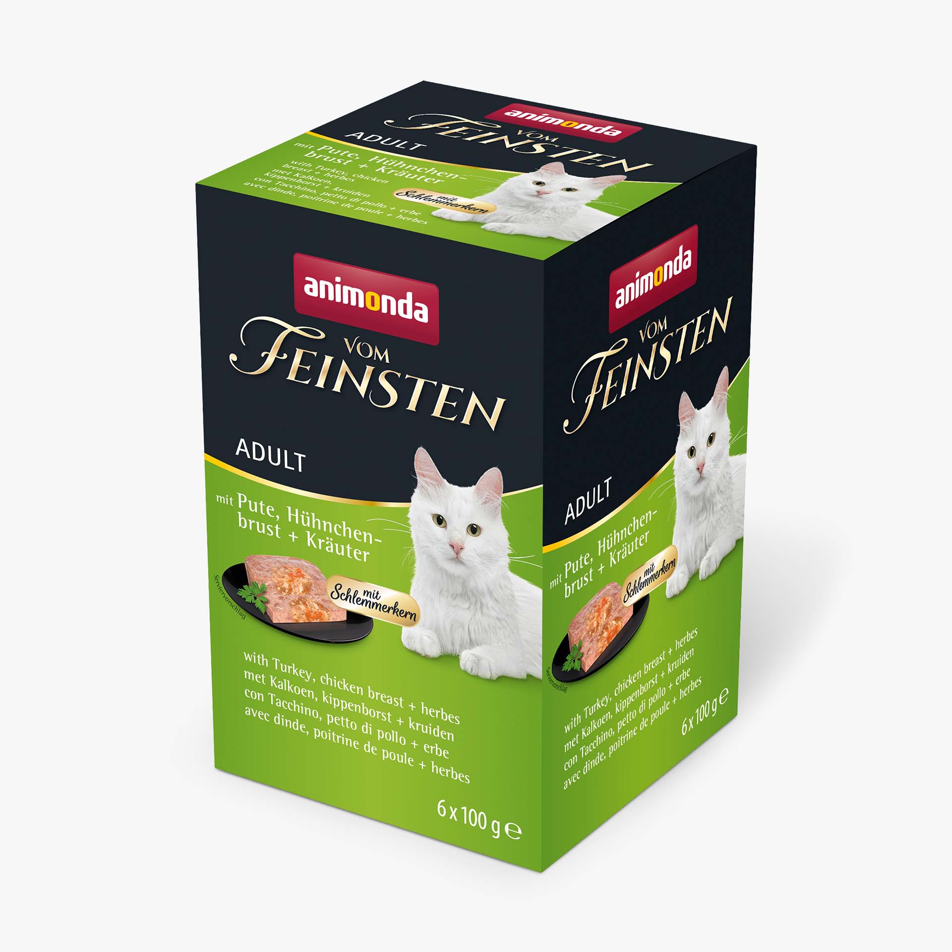 84233 animonda Vom Feinsten Adult mit Schlemmerkern Schlemmerkern mit Pute  Haehnchenbrust und Kraeutern Katze Nassfutter