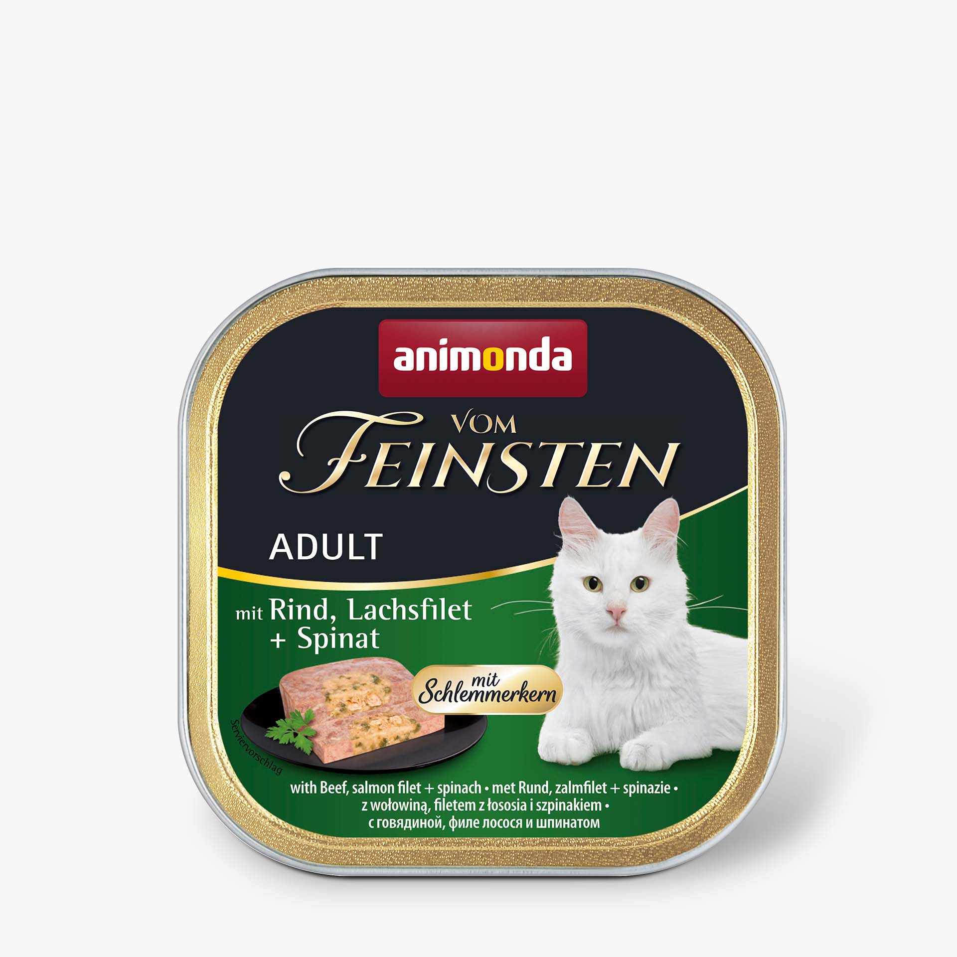 83260 animonda Vom Feinsten Adult Schlemmerkern mit Rind  Lachsfilet und Spinat Katze Nassfutter