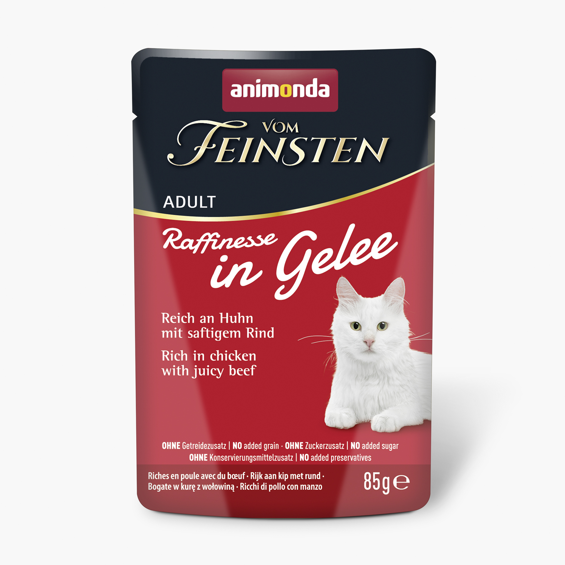 83400 animonda Vom Feinsten Adult Raffinesse in Gelee reich an Huhn mit Rind Katze Nassfutter
