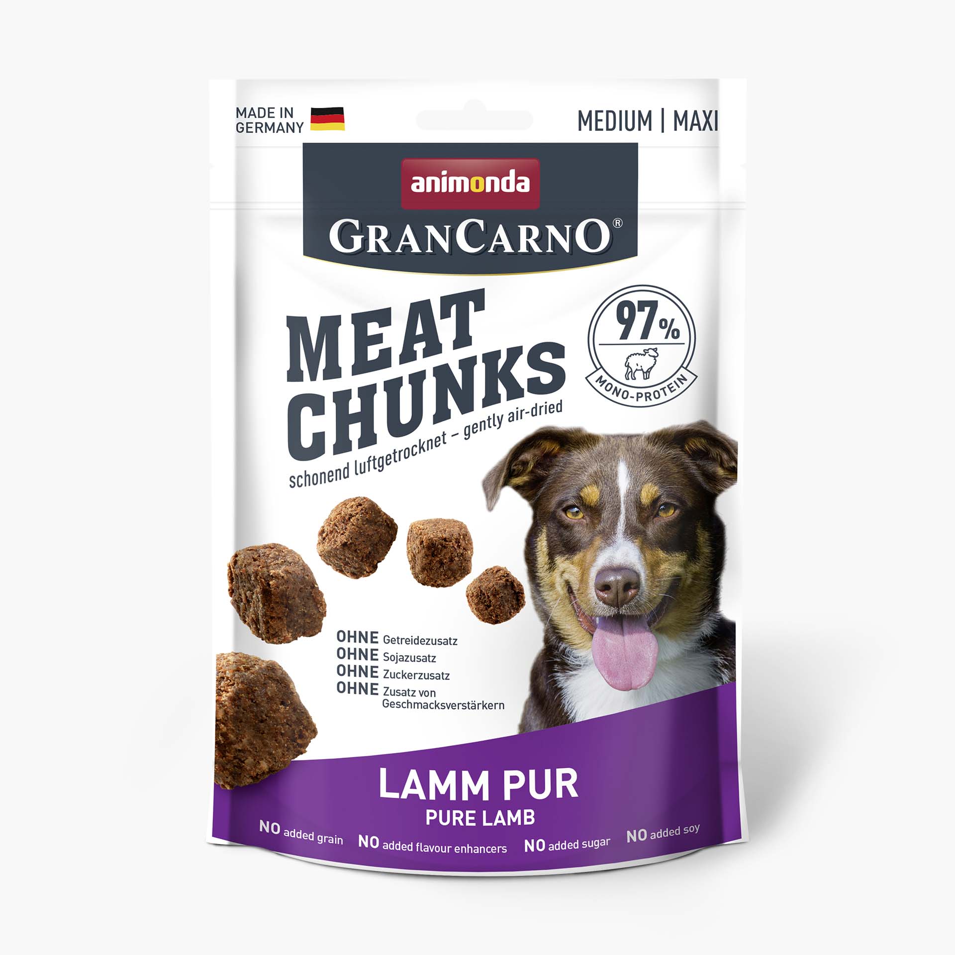 82910 GranCarno Meat Chunks Lamm pur Medium Maxi 80g 2024 72dpi