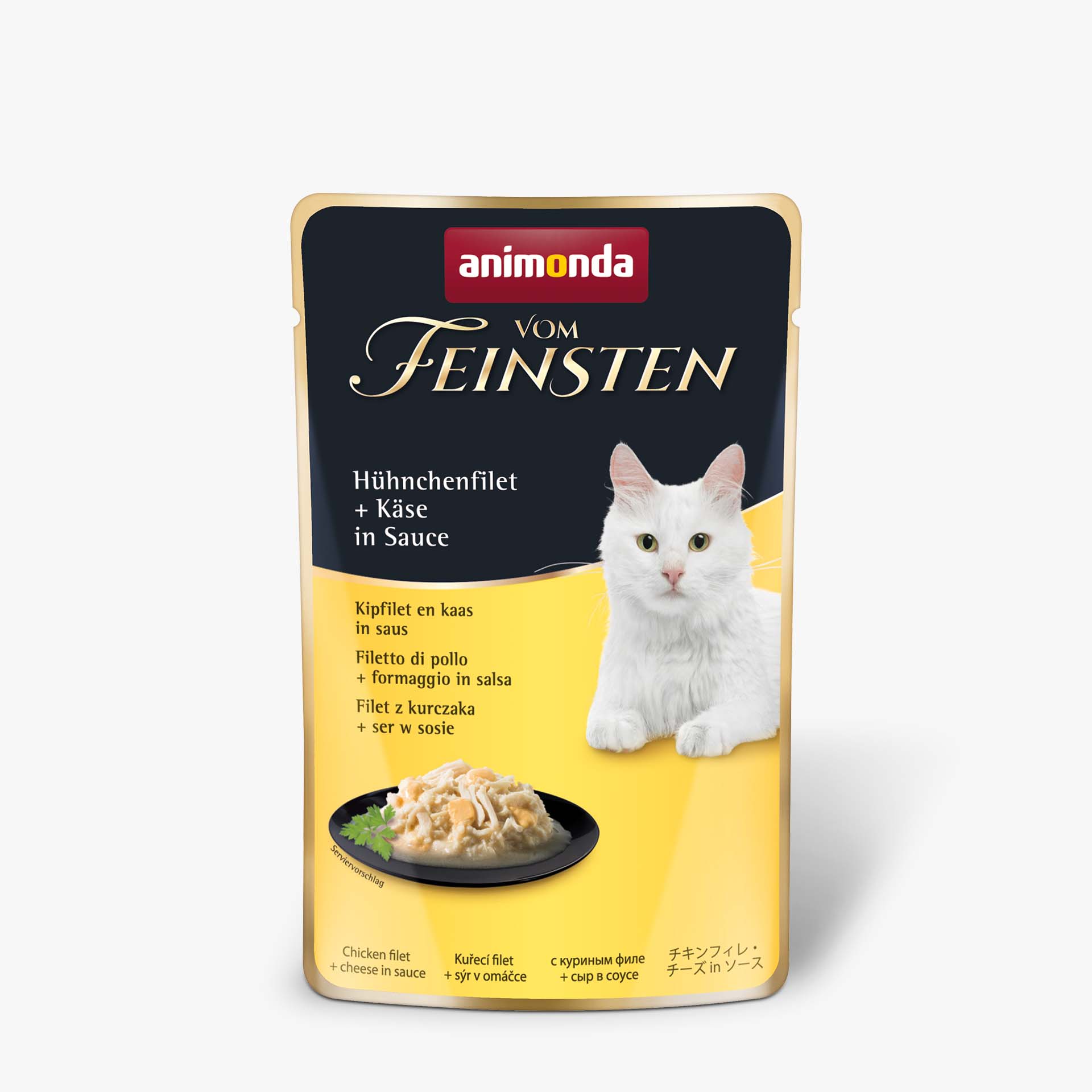 83681 animonda Vom Feinsten Adult in Sauce mit Huehnchenfilet und Kaese in Sauce Katze Nassfutter
