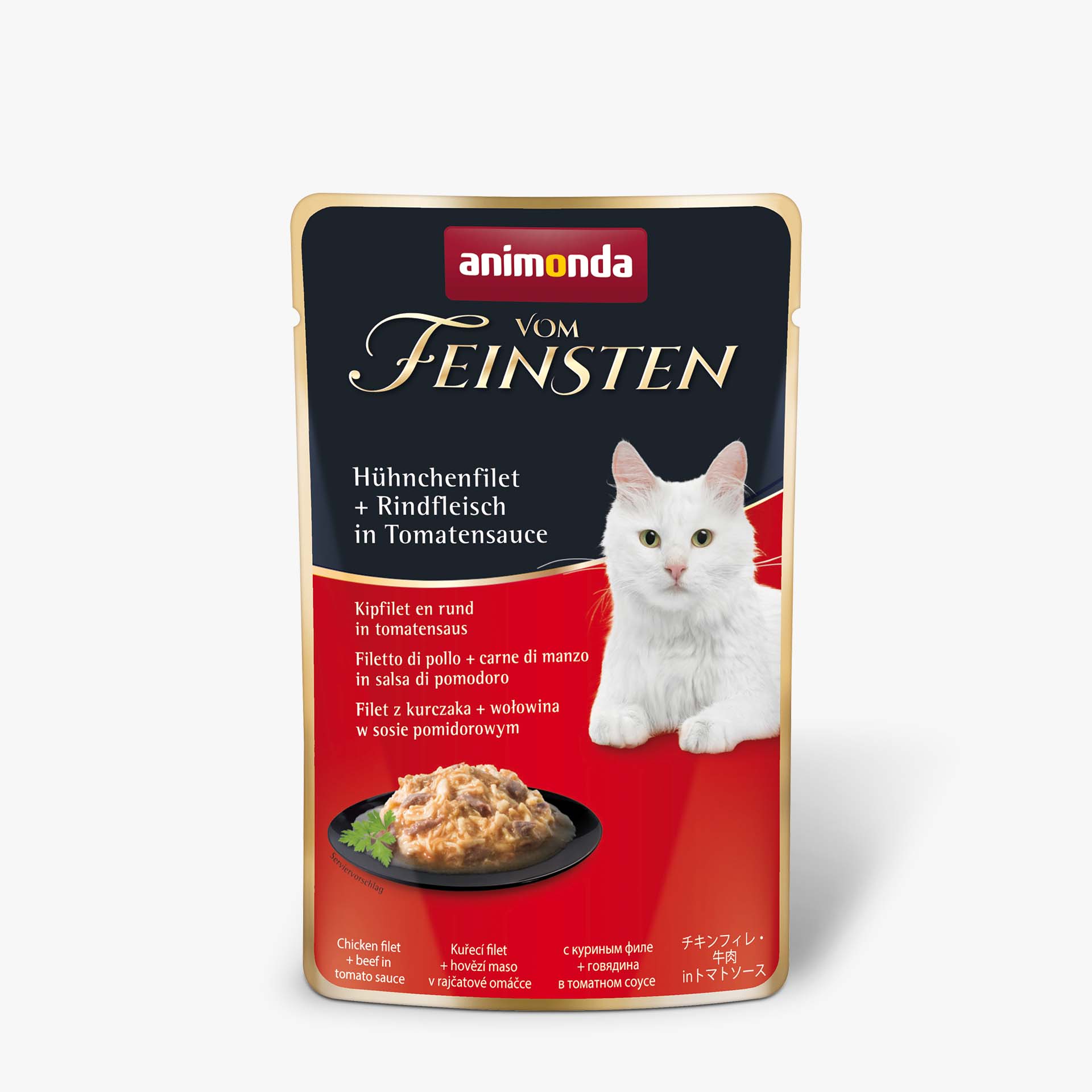 83687 animonda Vom Feinsten Adult in Sauce mit Huehnchenfilet und Rindfleisch in Tomatensauce Katze Nassfutter