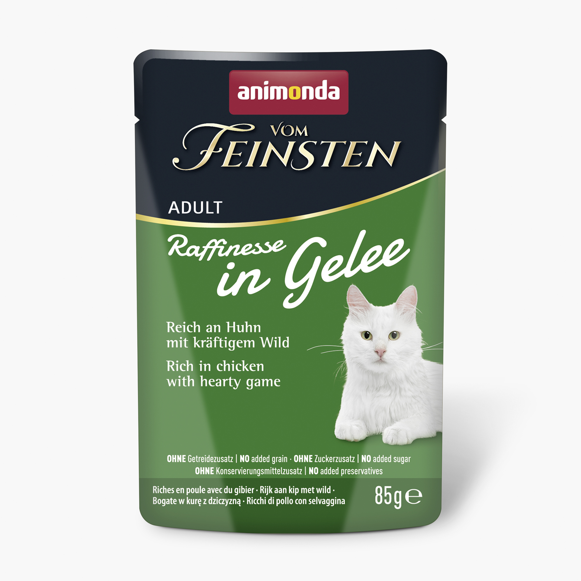 83401 animonda Vom Feinsten Adult Raffinesse in Gelee reich an Huhn mit Wild Katze Nassfutter