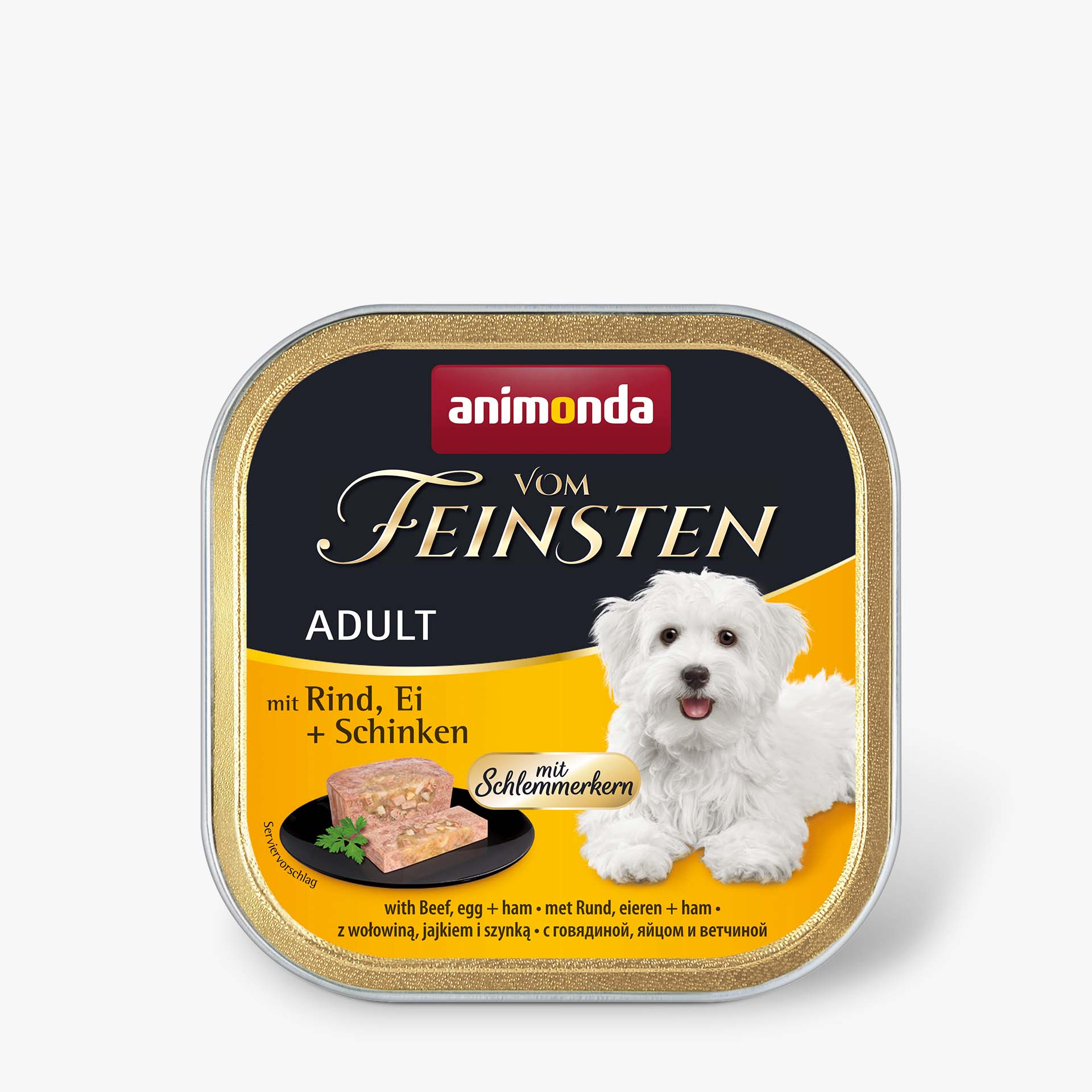 82667 animonda Vom Feinsten Adult mit Schlemmerkern Schlemmerkern mit Rind  Ei und Schinken Hund Nassfutter
